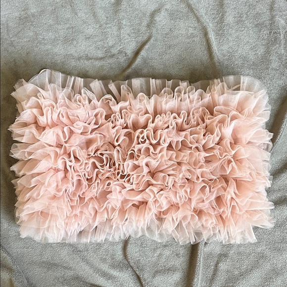Mable Tops - MABLE Soft Pink Ruffle cropped Tube Top size L
